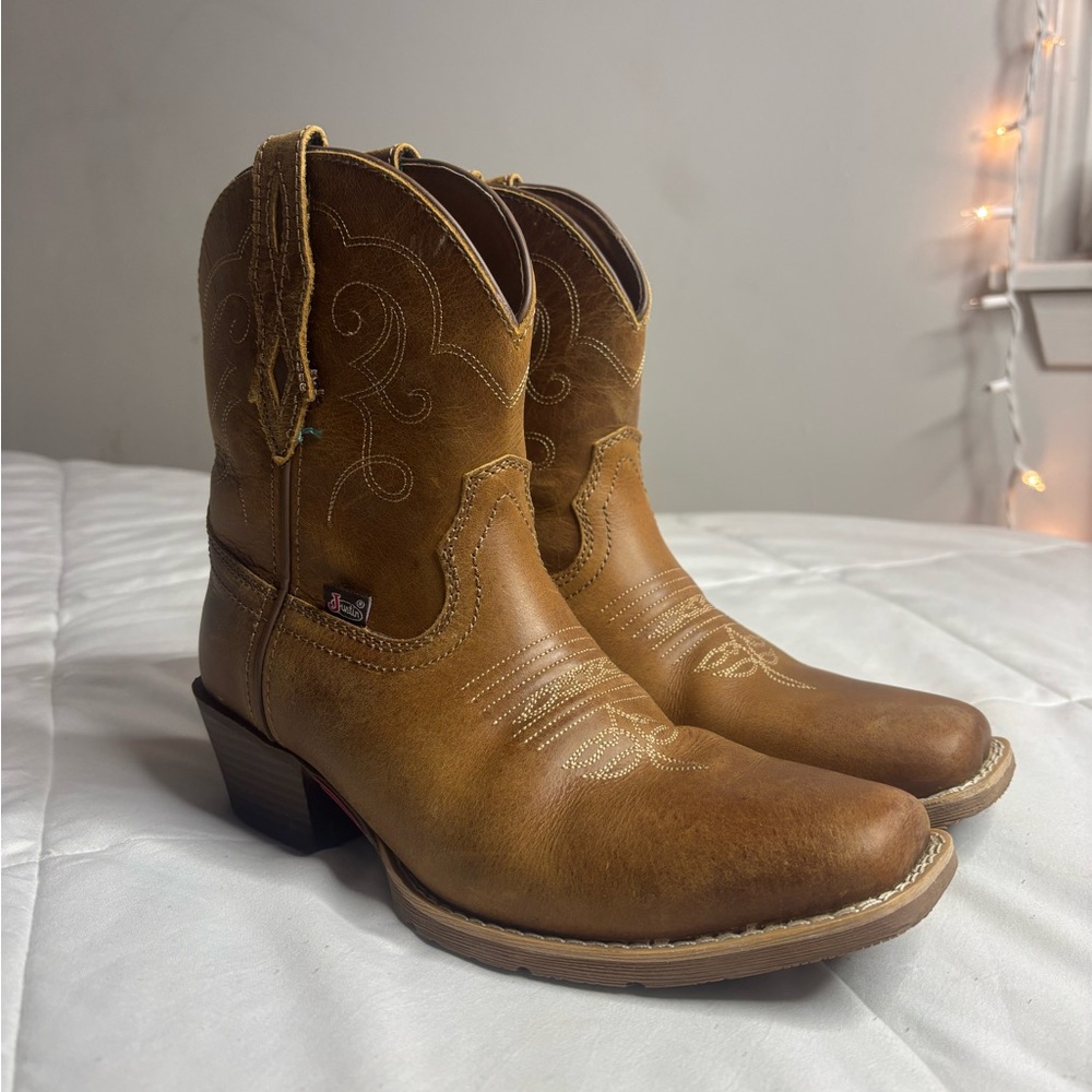 Justin Brown Leather Western Boots
